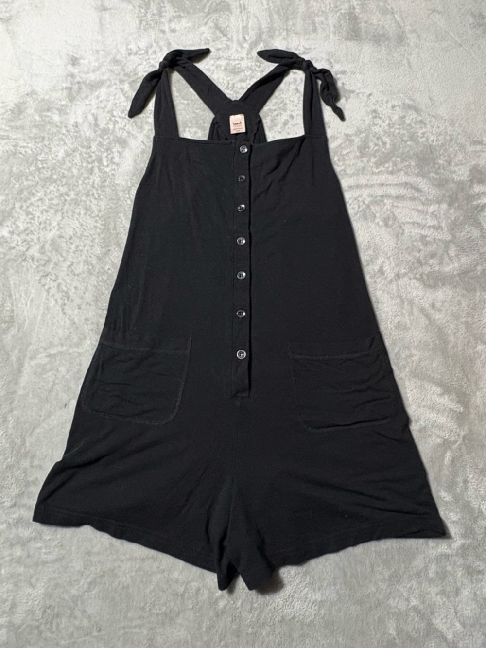Smash + Tess Black Razor Back Tank with Ties Shorts Romper. Sz Med